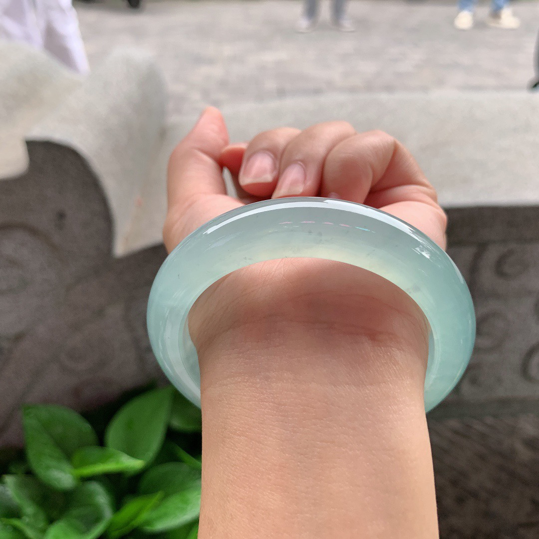 圈口  57-12.4-9.7【高冰蓝水正圈手镯】正圈57 58可戴