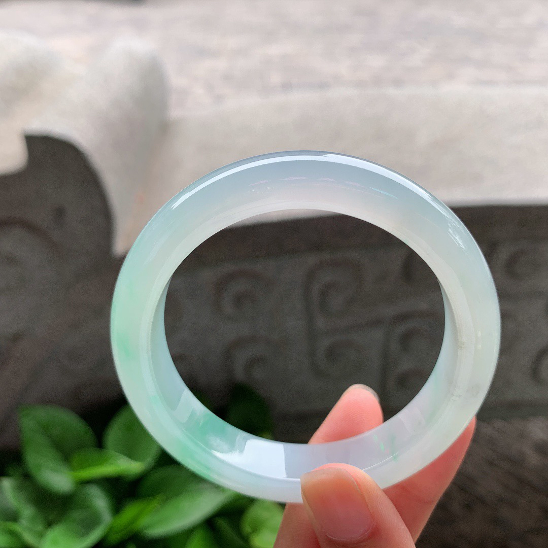 圈口 55.7-12.3-8.9【冰飘绿正圈手镯】正圈55 56可戴