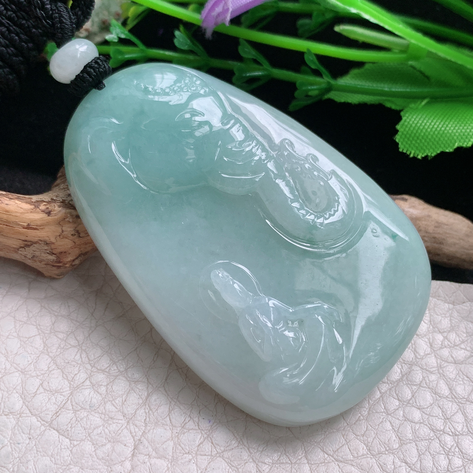 Mut实拍61*40*10.5缅甸翡翠普贤菩萨吊坠生肖守护神