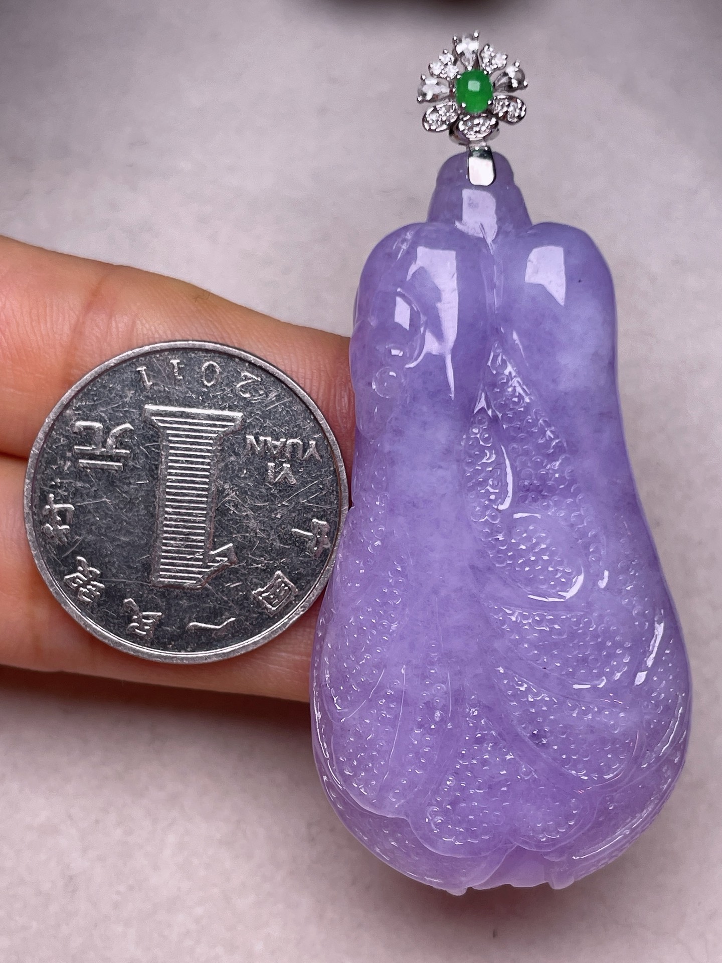 ️  18K金镶百财聚来，冰糯种满紫，无裂，一手货源长63.3