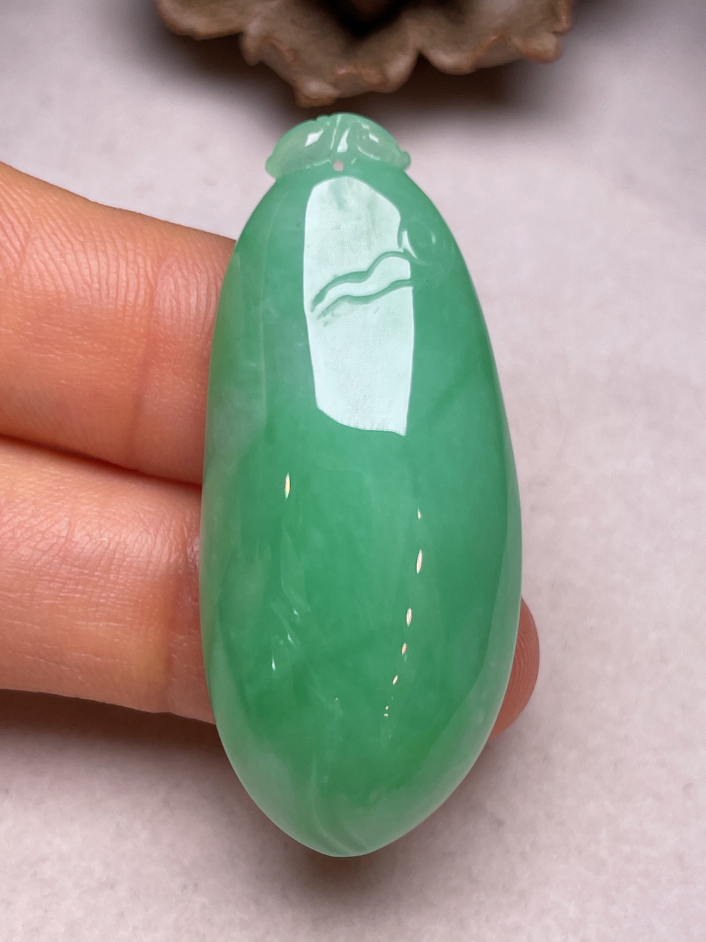 ️ 福瓜，冰糯种满色，无裂，尺寸42.5/18.5/11.6