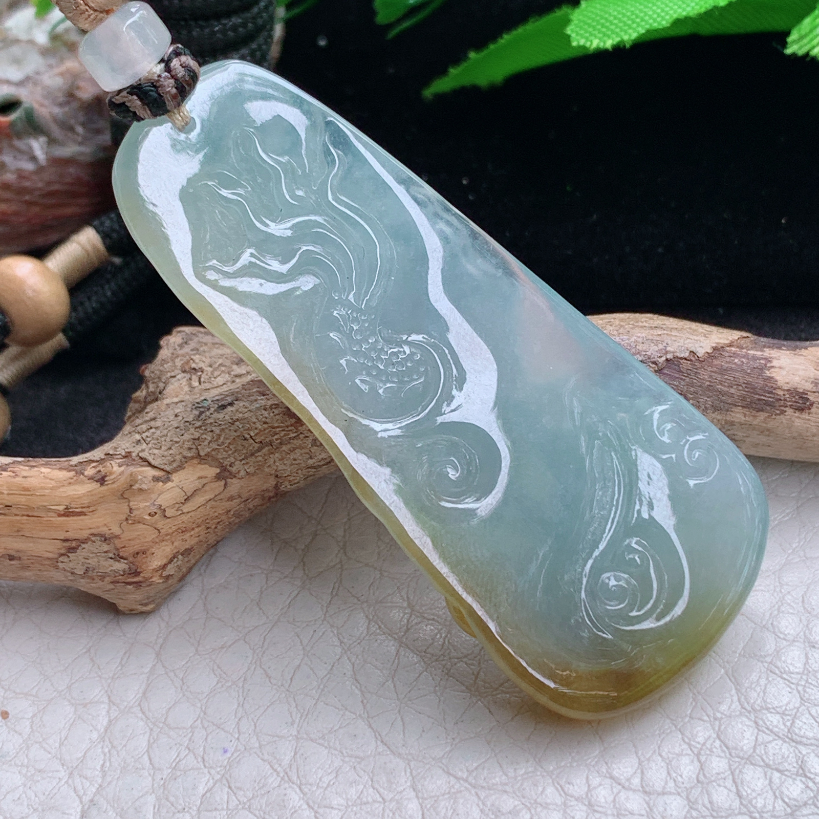 yl实拍57.5*25*6缅甸翡翠冰双彩霸气龙牌  龙行天下玉吊坠 玉挂件