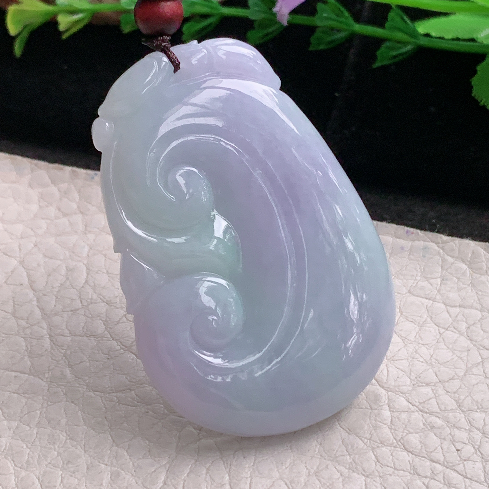 zen实拍53*36.6*7缅甸翡翠紫罗兰大如意吊坠平安吉祥玉坠