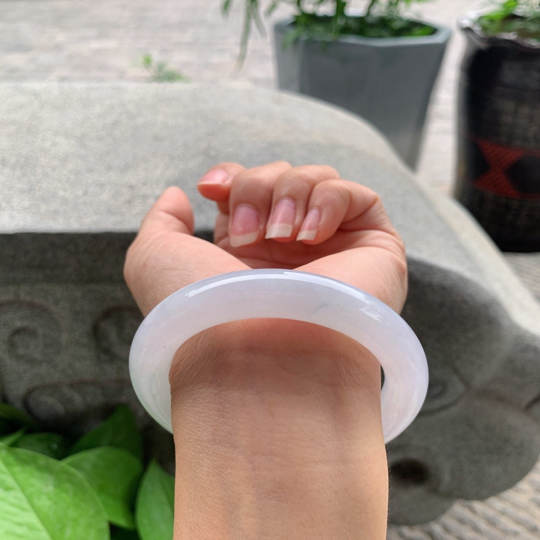 圈口56.6-11.3 【冰飘花圆条手镯】圆条56 57可戴