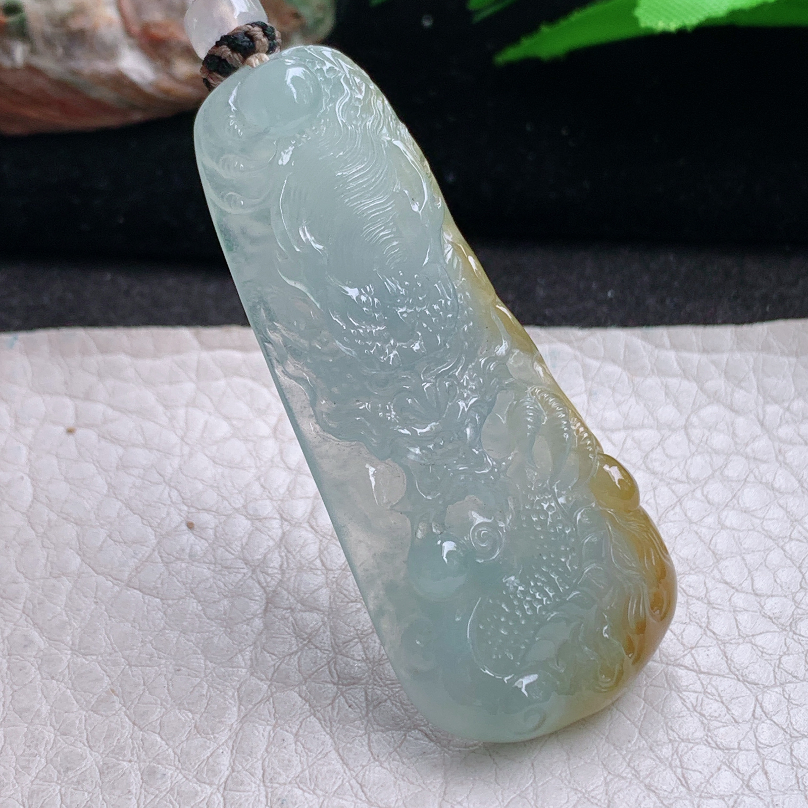 yl实拍57.5*25*6缅甸翡翠冰双彩霸气龙牌  龙行天下玉吊坠 玉挂件