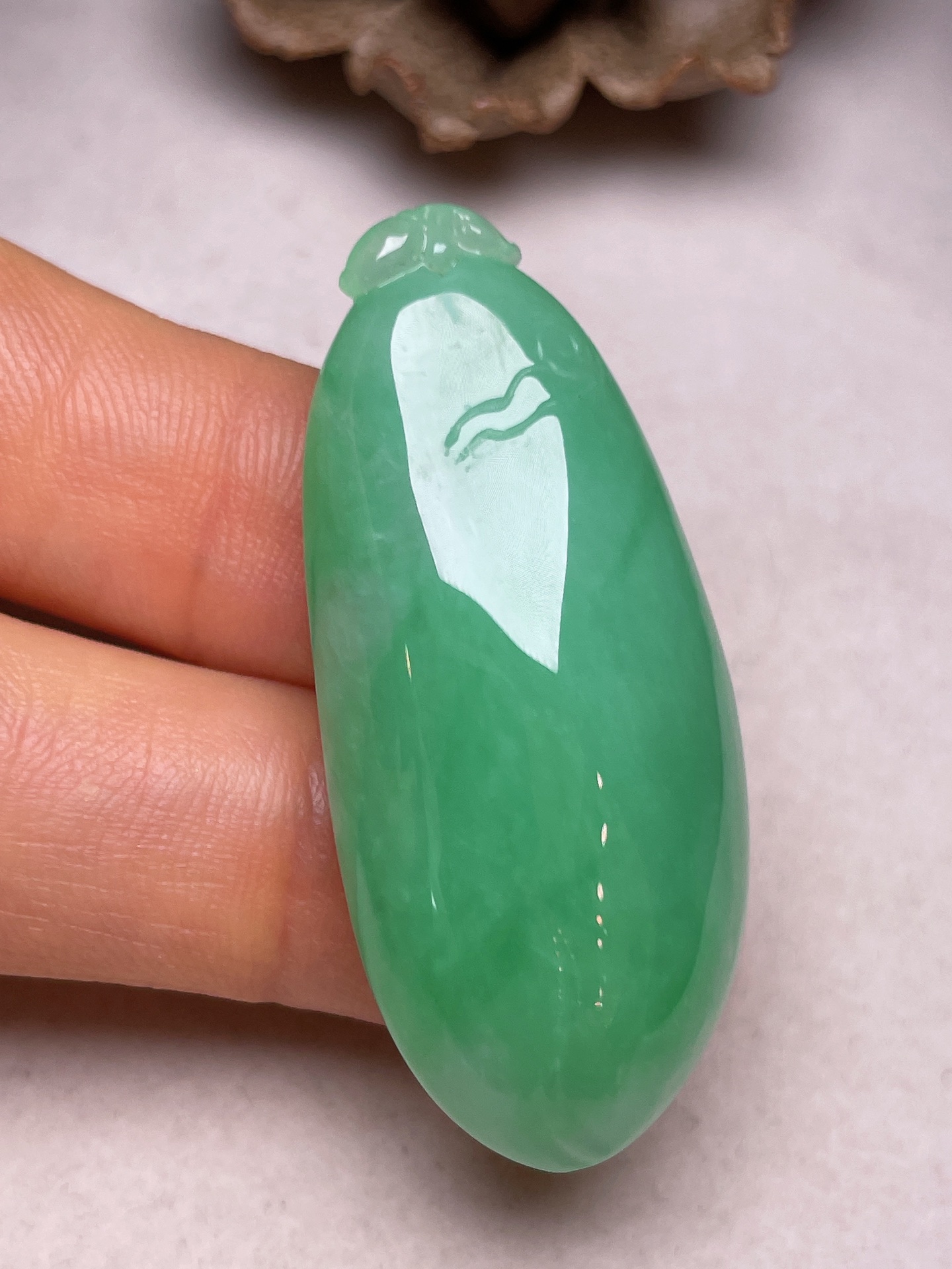 ️ 福瓜，冰糯种满色，无裂，尺寸42.5/18.5/11.6