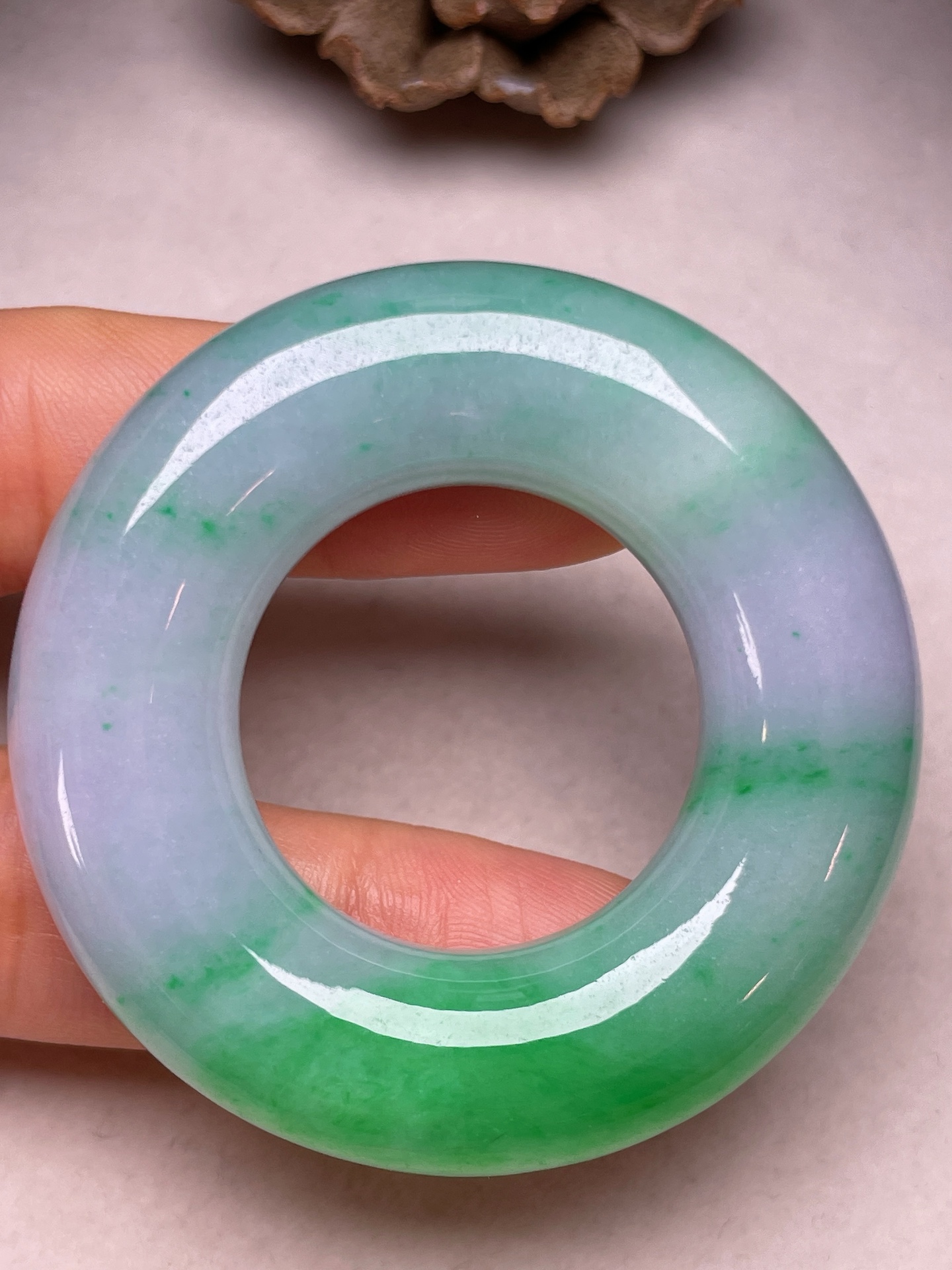 ️ 冰糯种春彩色，无裂，一手货源尺寸50.8/12，【大平安扣】