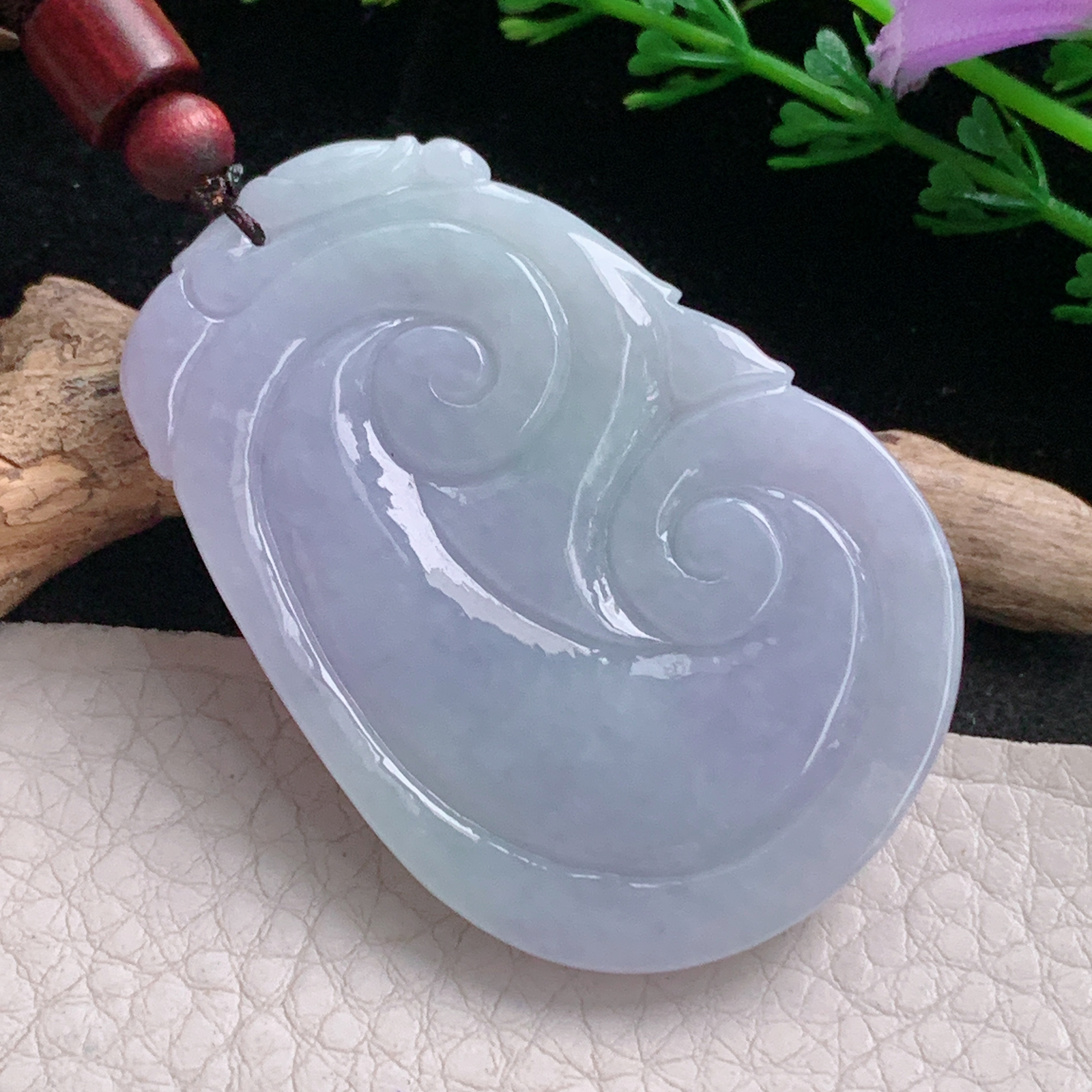 zen实拍53*36.6*7缅甸翡翠紫罗兰大如意吊坠平安吉祥玉坠