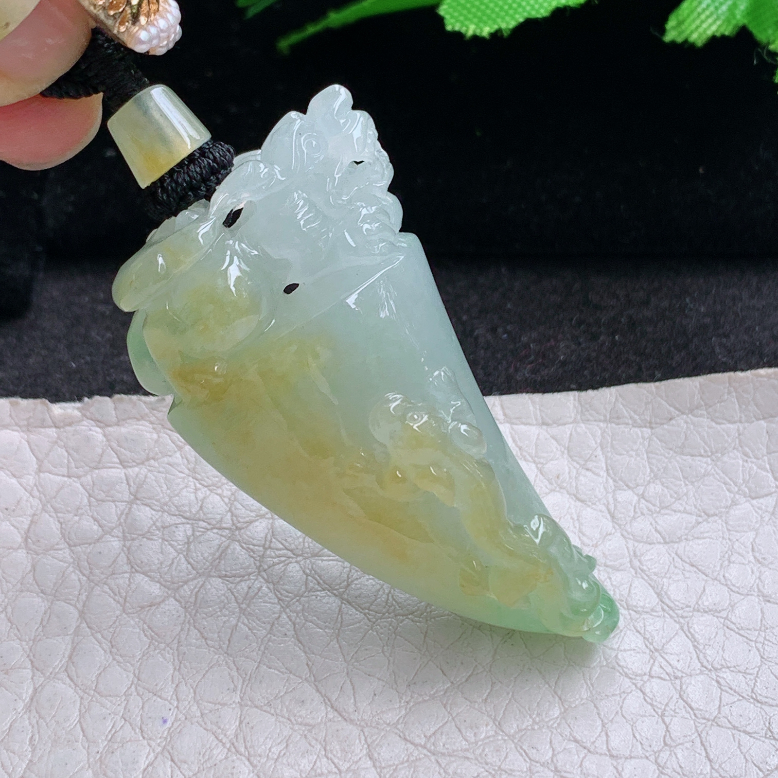 yl实拍43.5*22.8*12缅甸翡翠冰双彩生意兴隆龙牙 龙牌玉吊坠 玉挂件