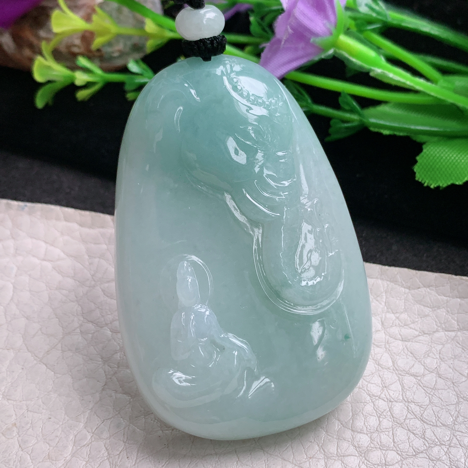 Mut实拍61*40*10.5缅甸翡翠普贤菩萨吊坠生肖守护神