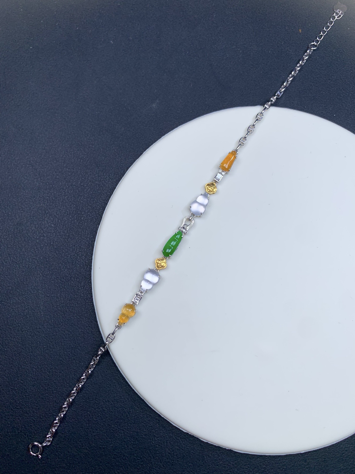 18k金镶嵌冰起光多彩手链18厘米