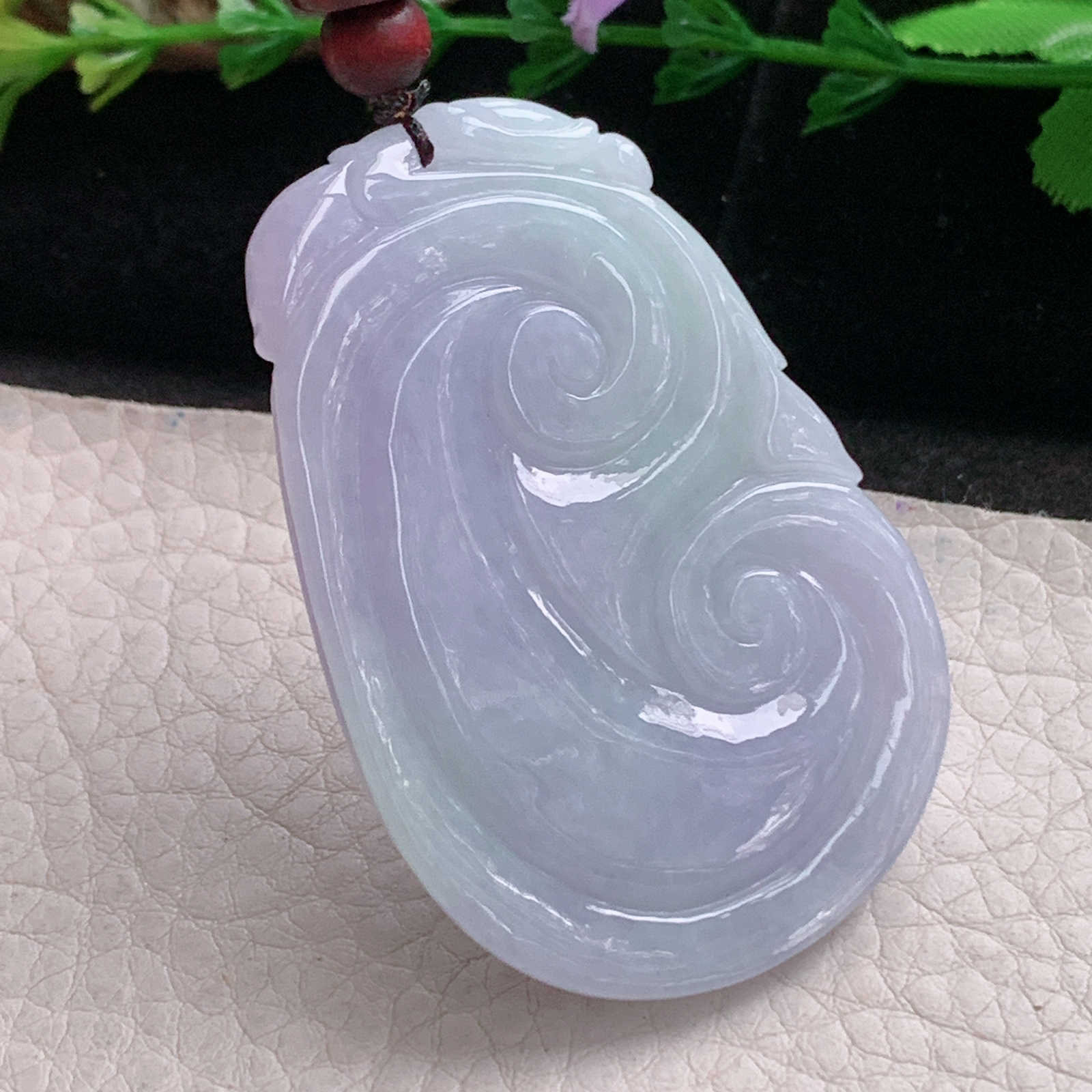 zen实拍53*36.6*7缅甸翡翠紫罗兰大如意吊坠平安吉祥玉坠