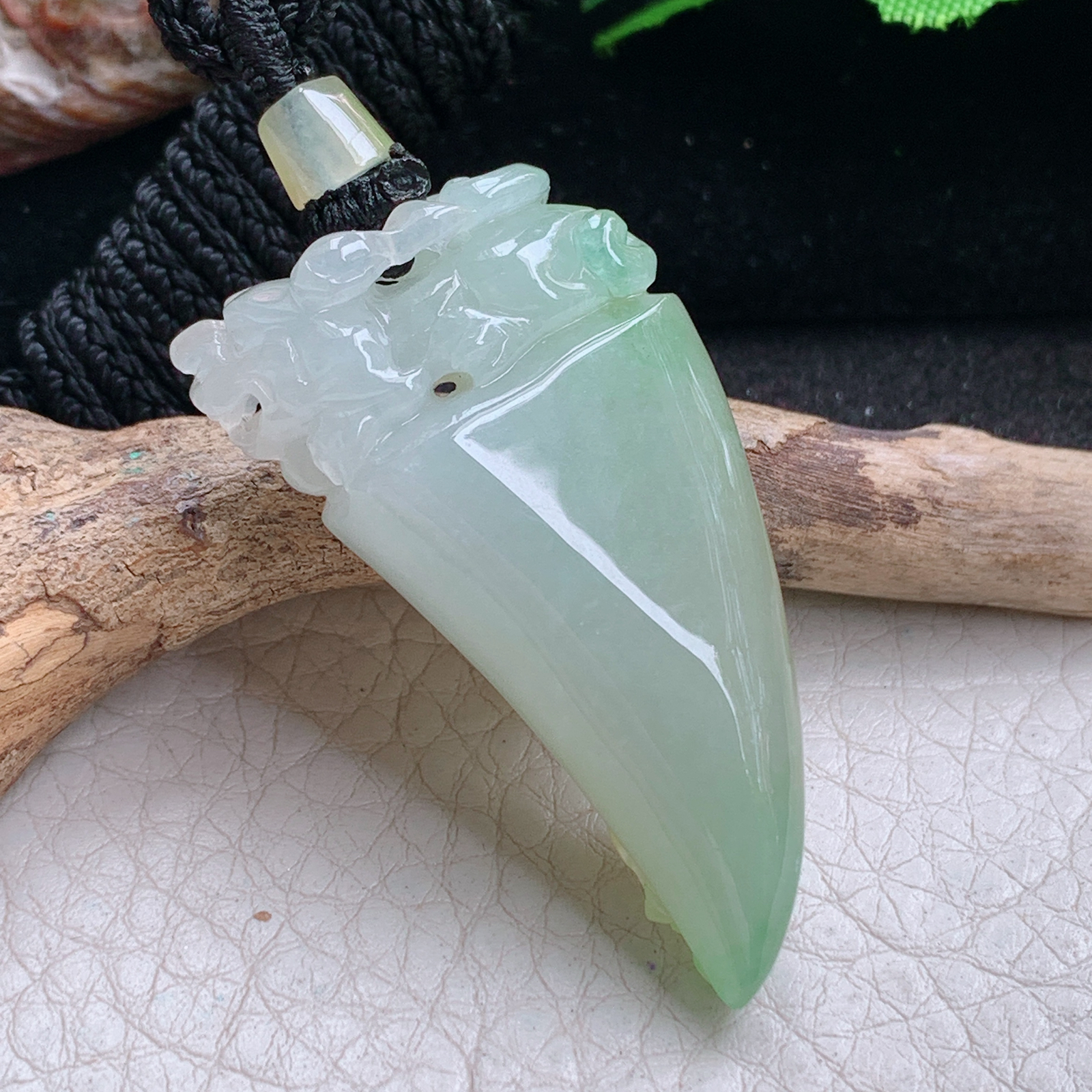 yl实拍43.5*22.8*12缅甸翡翠冰双彩生意兴隆龙牙 龙牌玉吊坠 玉挂件