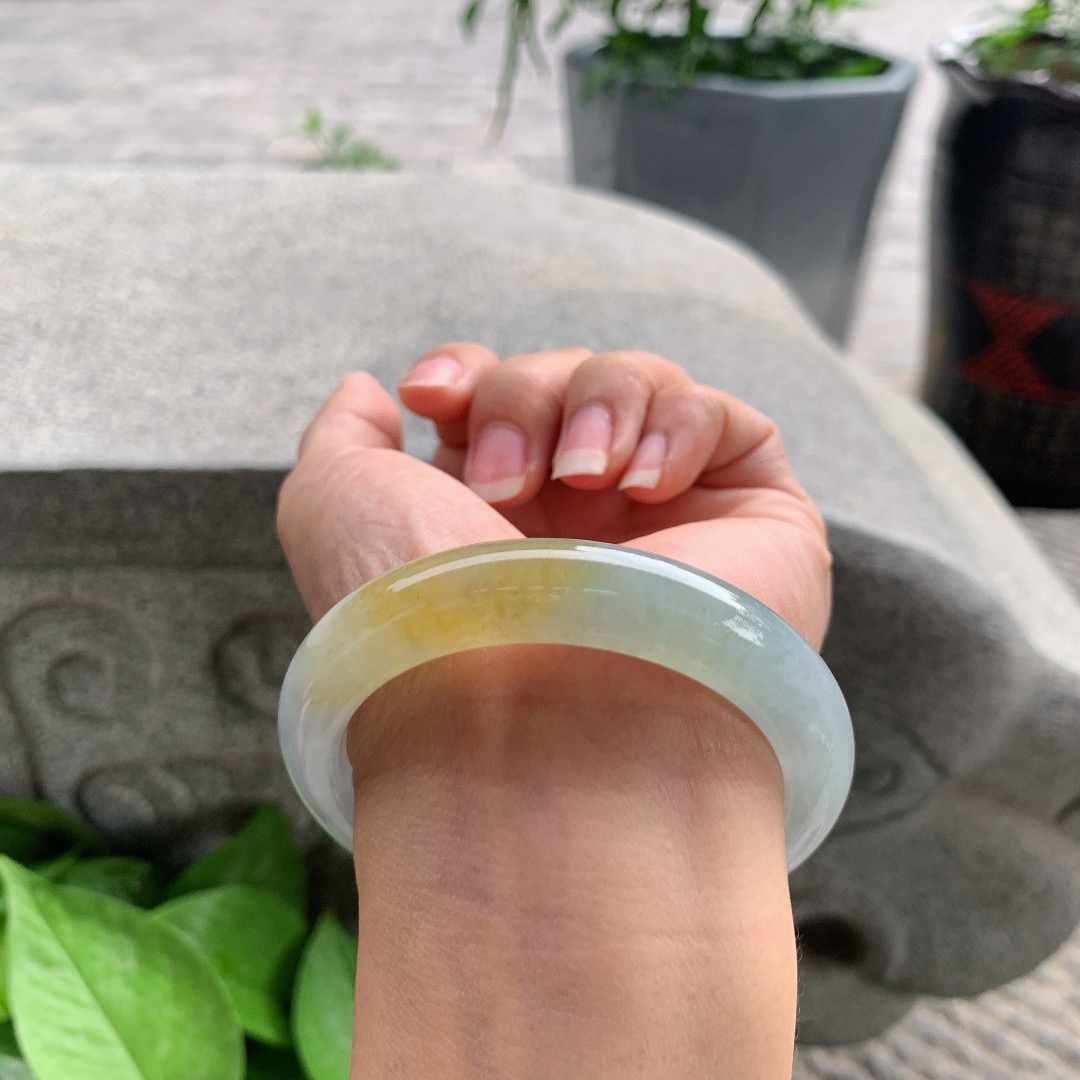 圈口 56.2-12.2-9.1【冰黄翡正圈手镯】正圈56 57可戴