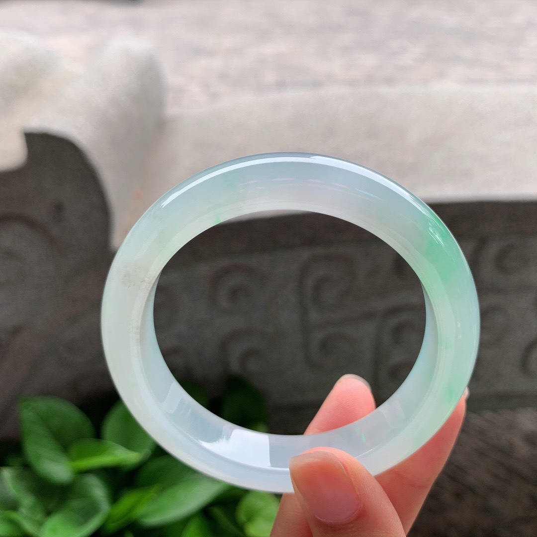 圈口 55.7-12.3-8.9【冰飘绿正圈手镯】正圈55 56可戴