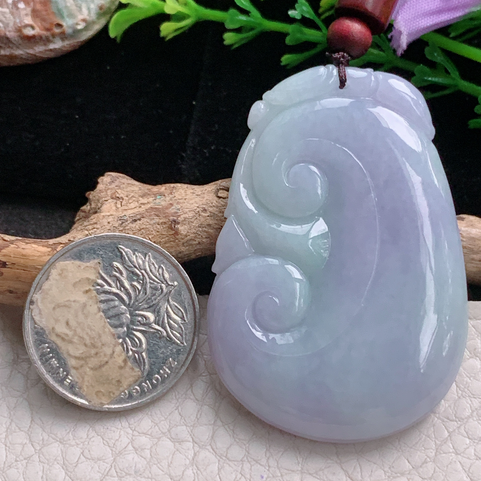 zen实拍53*36.6*7缅甸翡翠紫罗兰大如意吊坠平安吉祥玉坠