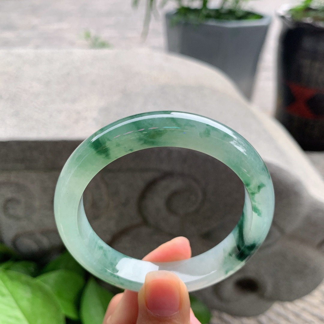 圈口57.5-12.4-8.6 【冰飘花正圈手镯】正圈57 58可戴