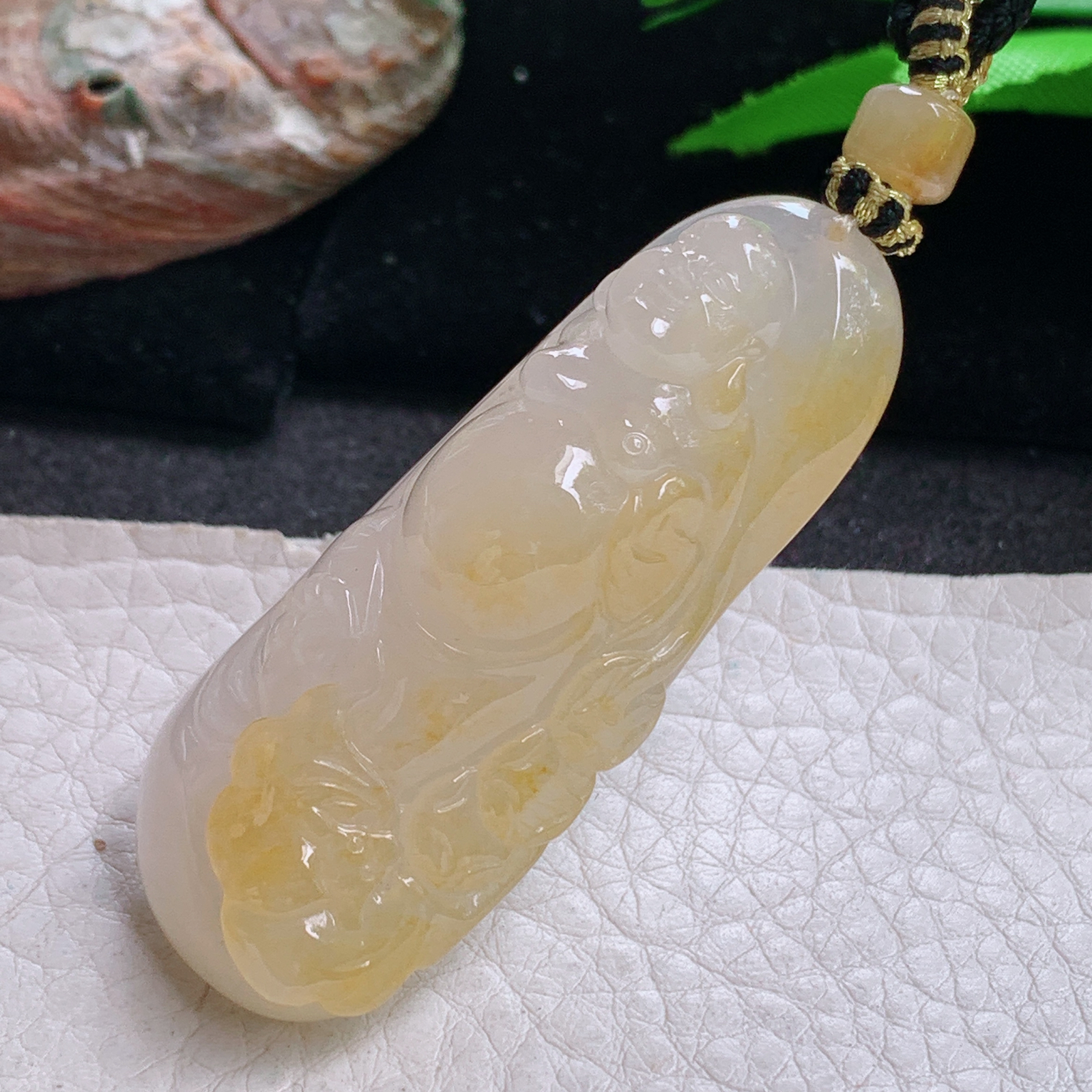 yl实拍54.2*23*15特色缅甸翡翠冰黄立体逍遥佛 站佛玉吊坠 玉挂件