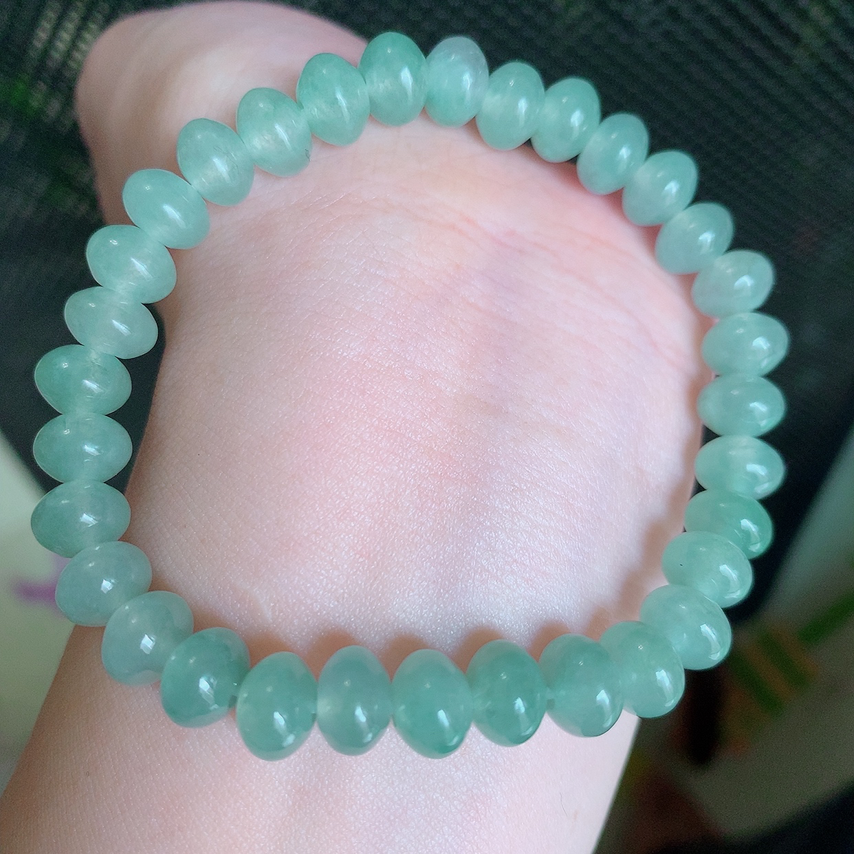 自然光实拍，冰种翡翠手串手链，种老水足，冰清玉润  颜色漂亮  #001.1取一尺寸7.8mm