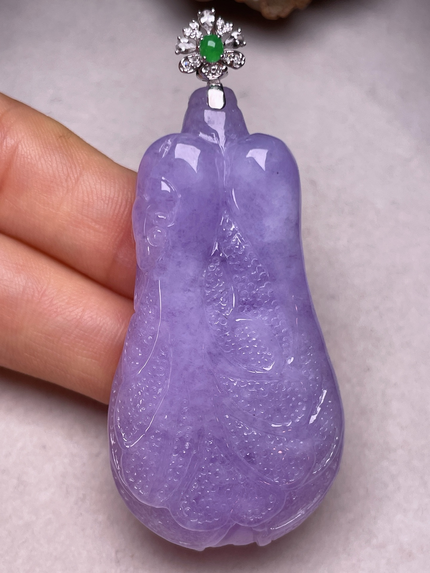 ️  18K金镶百财聚来，冰糯种满紫，无裂，一手货源长63.3