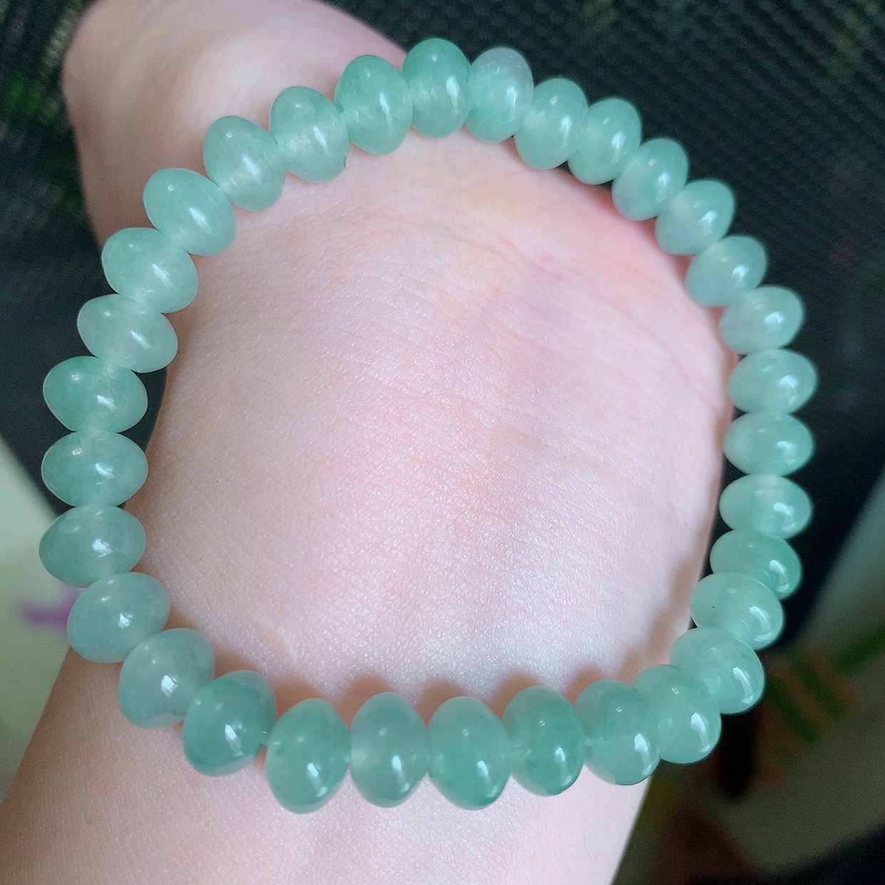 自然光实拍，冰种翡翠手串手链，种老水足，冰清玉润  颜色漂亮  #001.1取一尺寸7.8mm