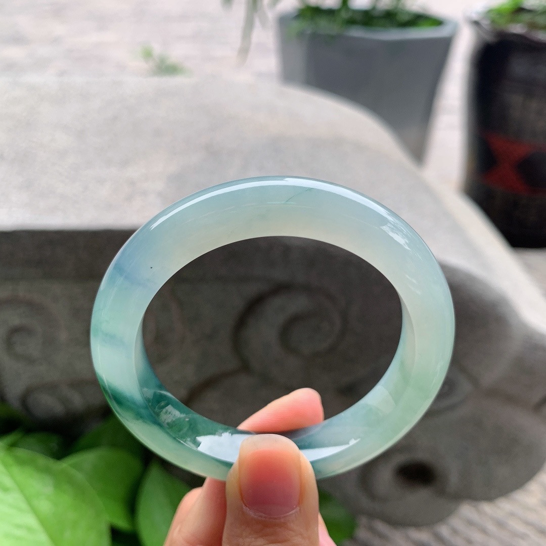 小圈口 52.8-11.2-9.3【高冰飘花正圈手镯】正圈52 53可戴