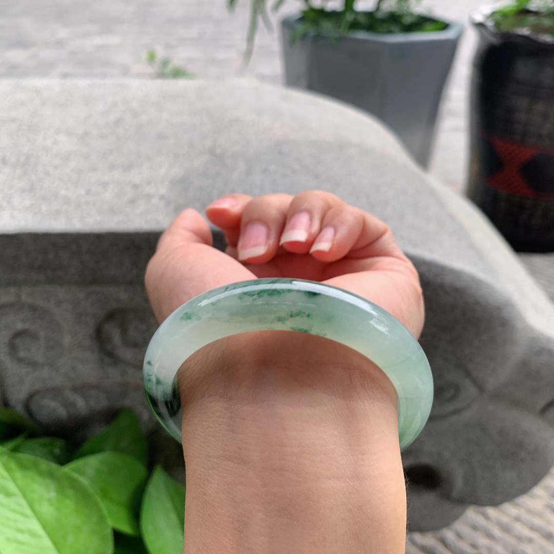 圈口57.5-12.4-8.6 【冰飘花正圈手镯】正圈57 58可戴