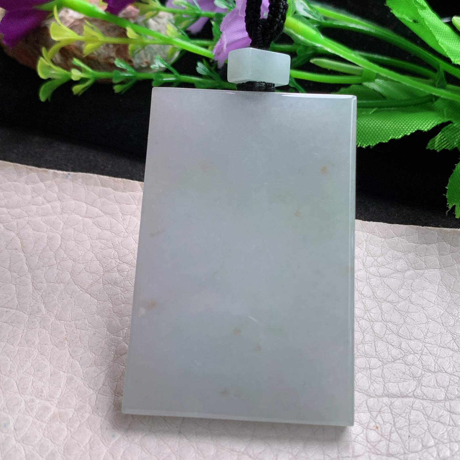 Mut实拍59.5*40*6.3缅甸翡翠平安无事牌吊坠方牌素面玉坠男款四六牌