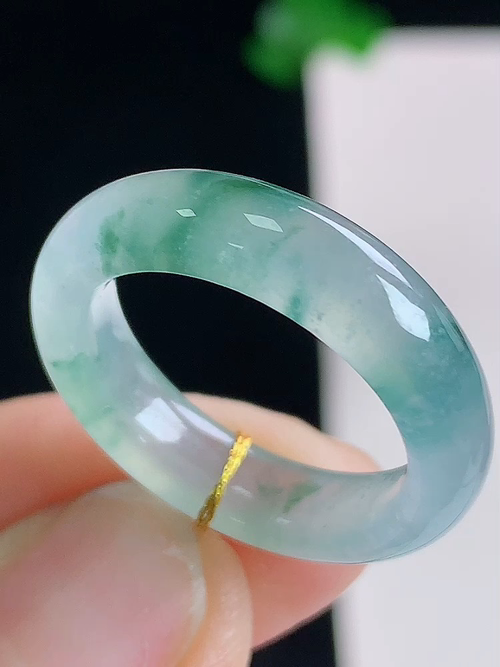 冰种飘花指环，无裂，尺寸18.3/5.7/4，17号，№:y231044  20