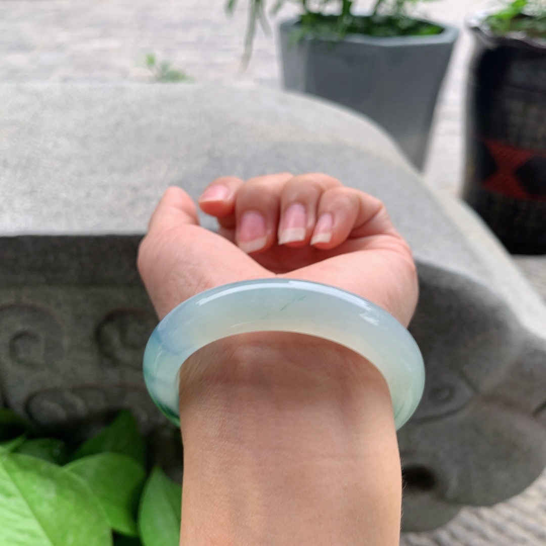 小圈口 52.8-11.2-9.3【高冰飘花正圈手镯】正圈52 53可戴