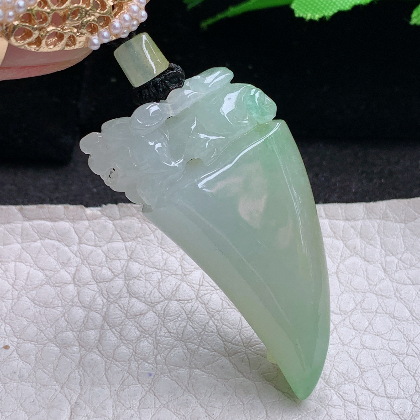 yl实拍43.5*22.8*12缅甸翡翠冰双彩生意兴隆龙牙 龙牌玉吊坠 玉挂件