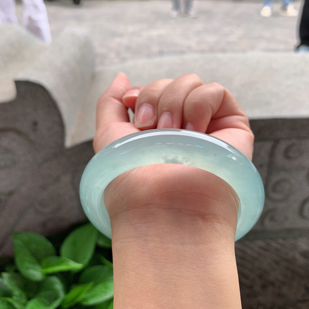 圈口  57-12.4-9.7【高冰蓝水正圈手镯】正圈57 58可戴