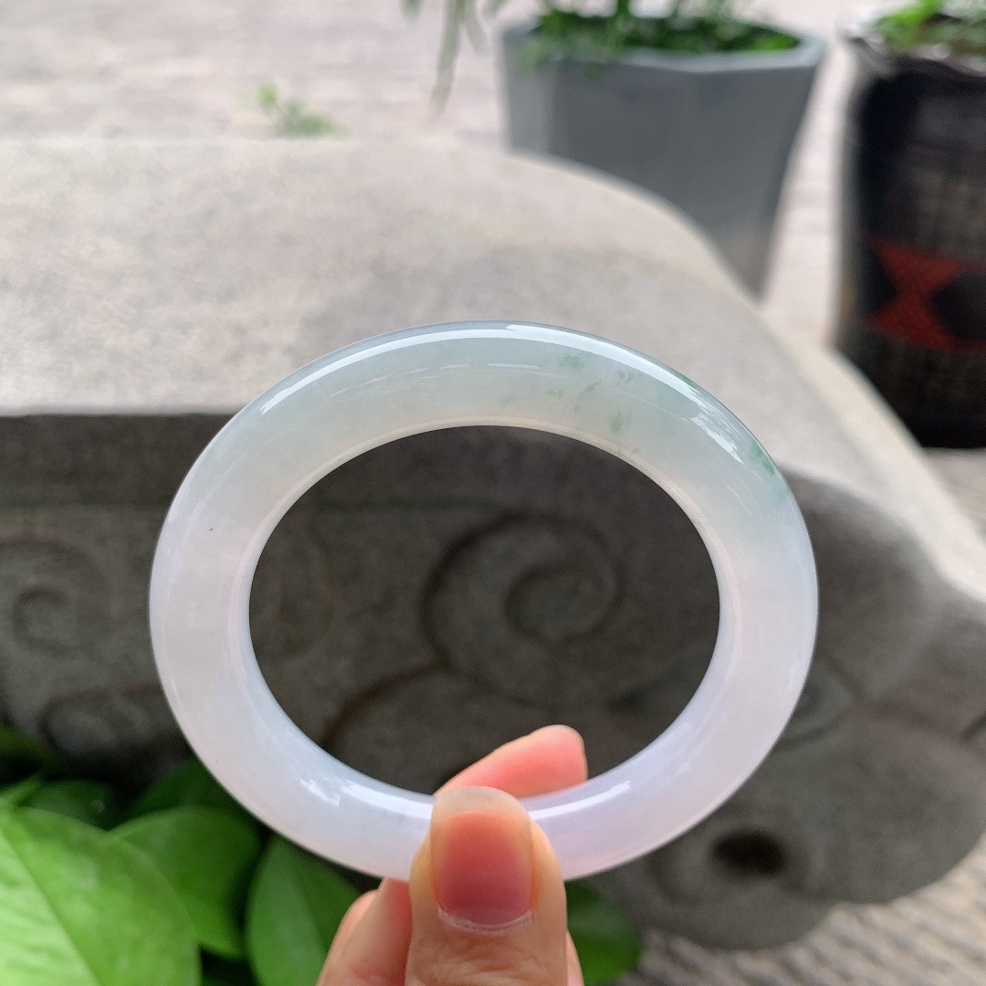 圈口56.6-11.3 【冰飘花圆条手镯】圆条56 57可戴