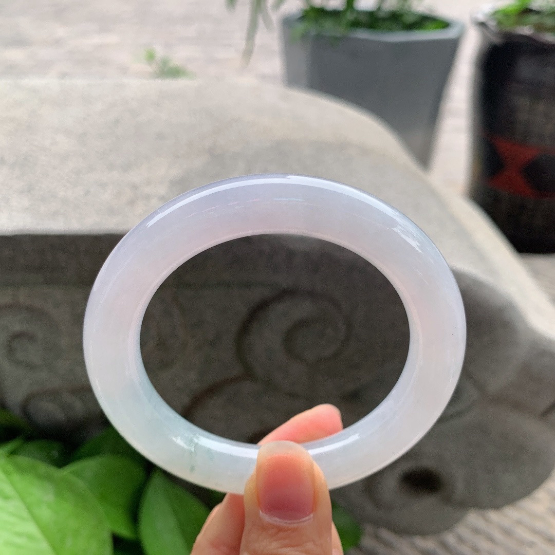 圈口56.6-11.3 【冰飘花圆条手镯】圆条56 57可戴