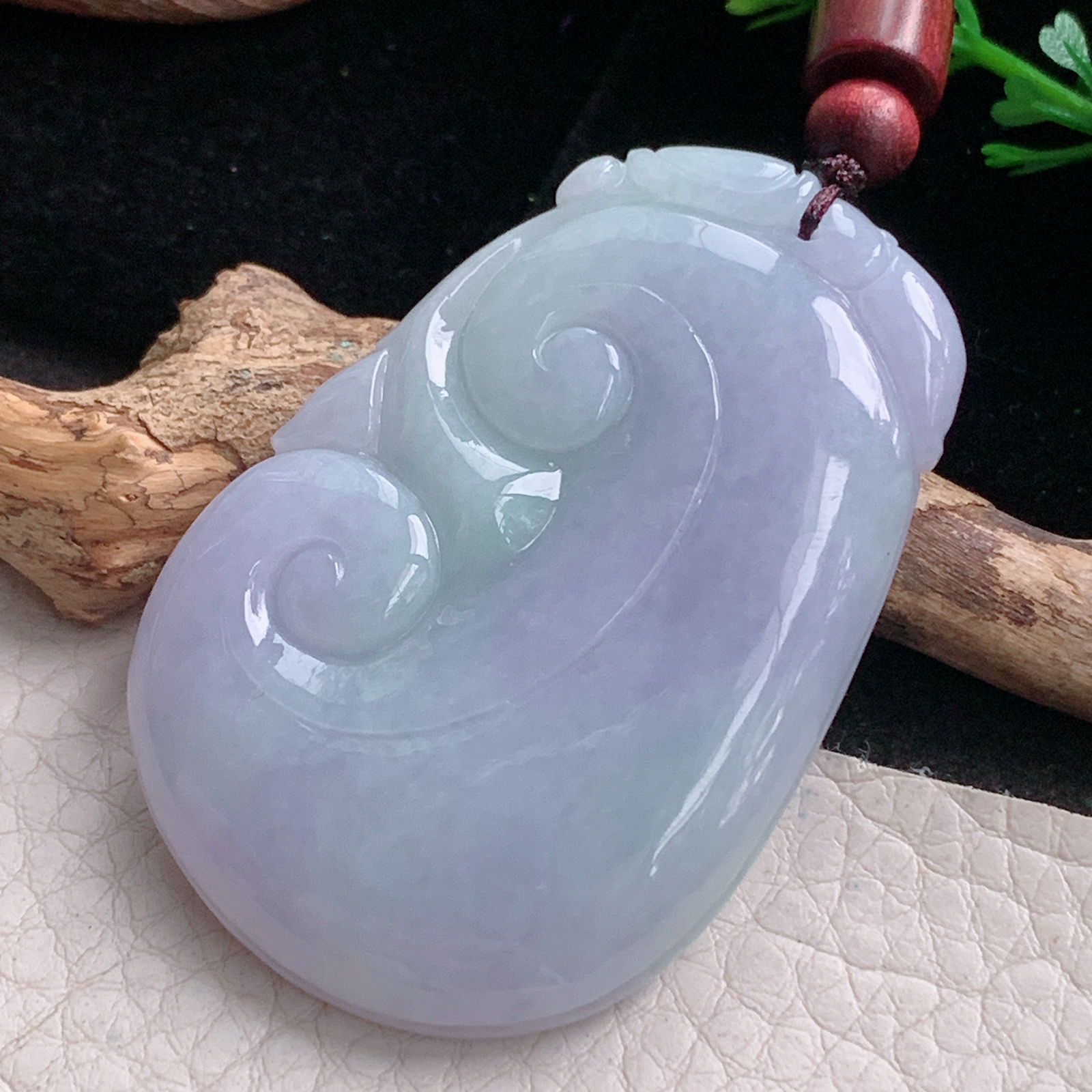 zen实拍53*36.6*7缅甸翡翠紫罗兰大如意吊坠平安吉祥玉坠