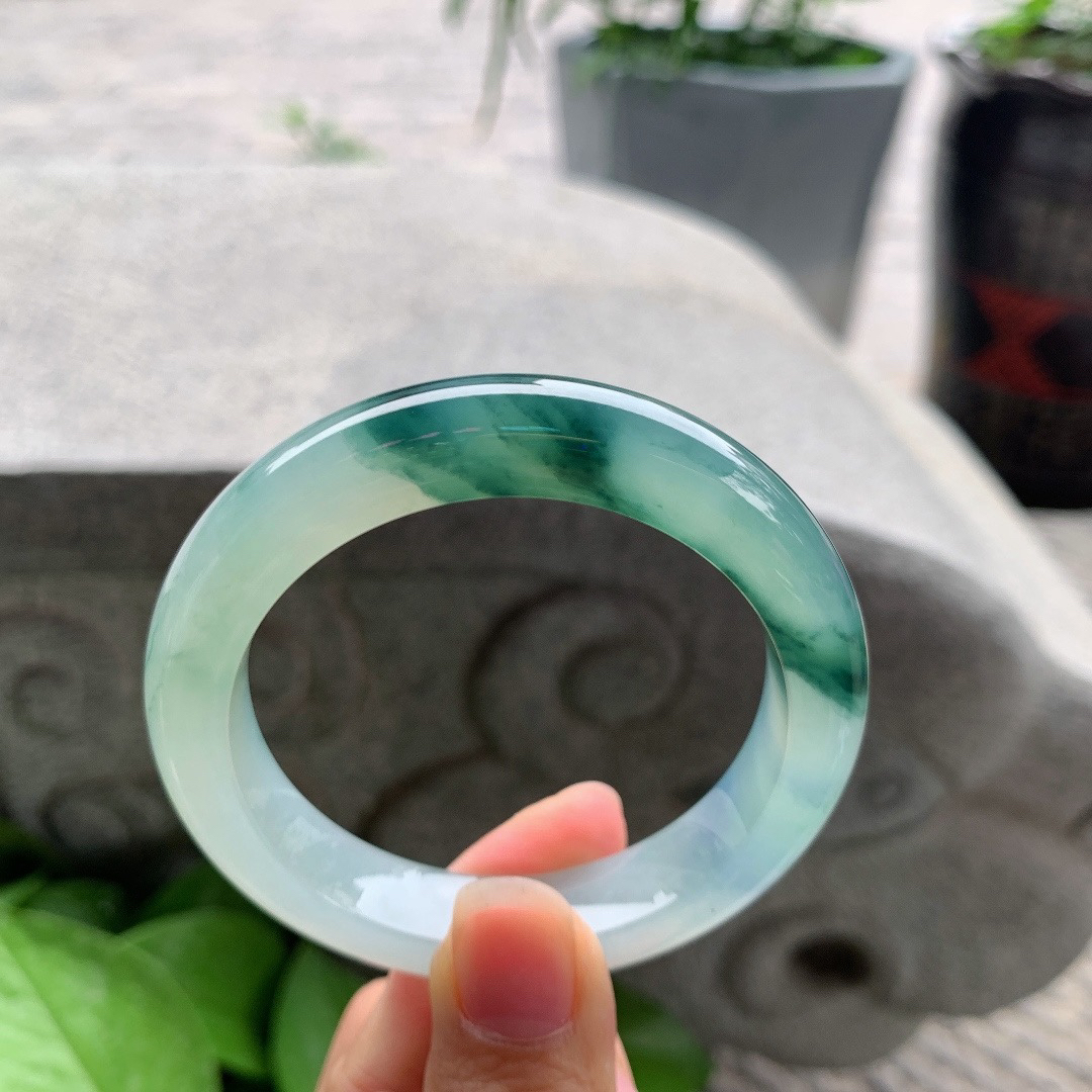 小圈口 52.8-11.2-9.3【高冰飘花正圈手镯】正圈52 53可戴