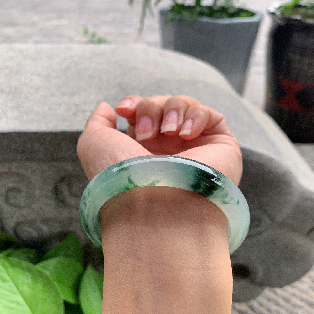 圈口57.5-12.4-8.6 【冰飘花正圈手镯】正圈57 58可戴