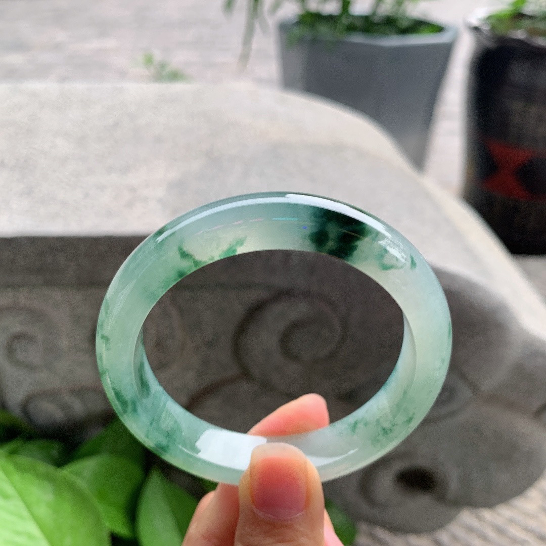 圈口57.5-12.4-8.6 【冰飘花正圈手镯】正圈57 58可戴