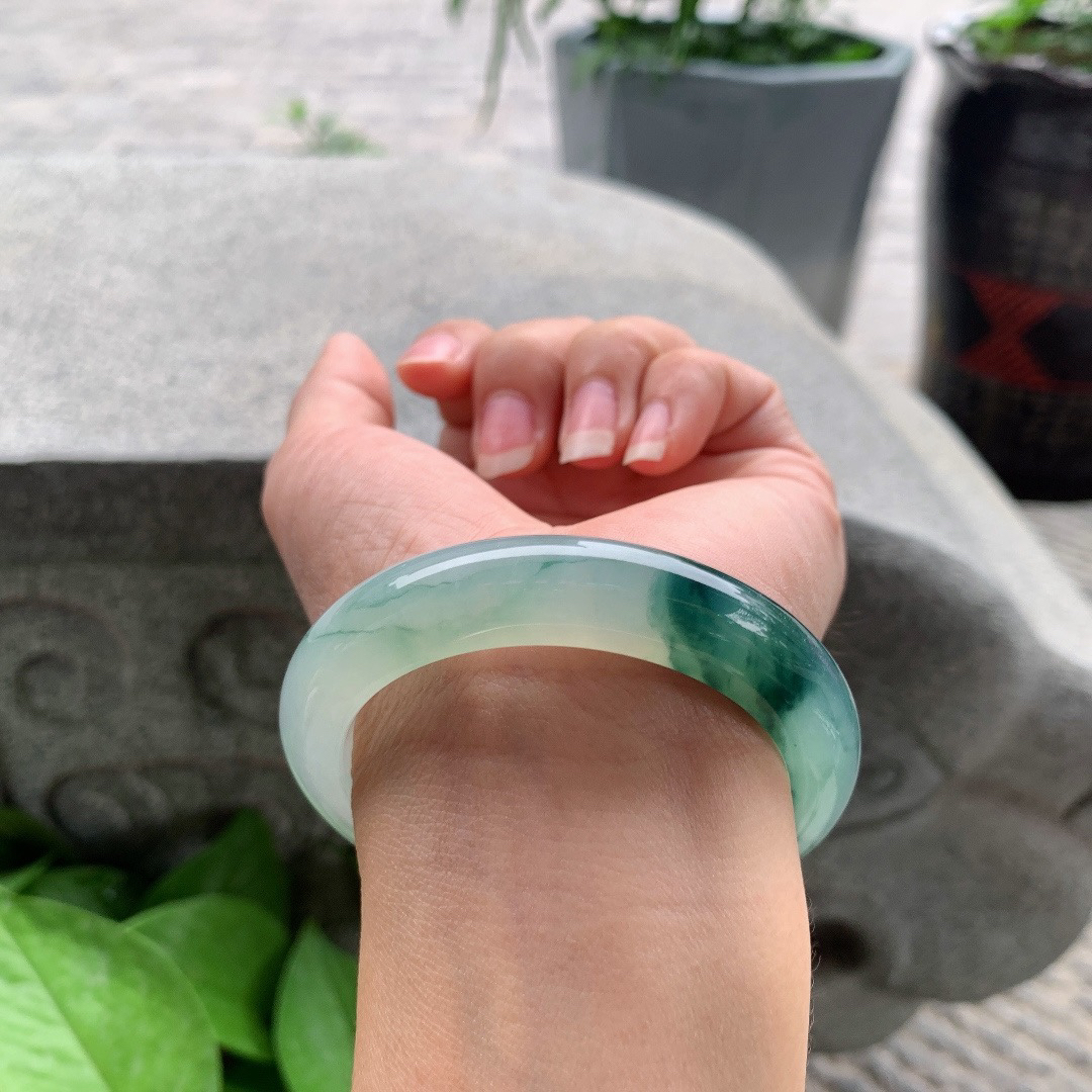 小圈口 52.8-11.2-9.3【高冰飘花正圈手镯】正圈52 53可戴