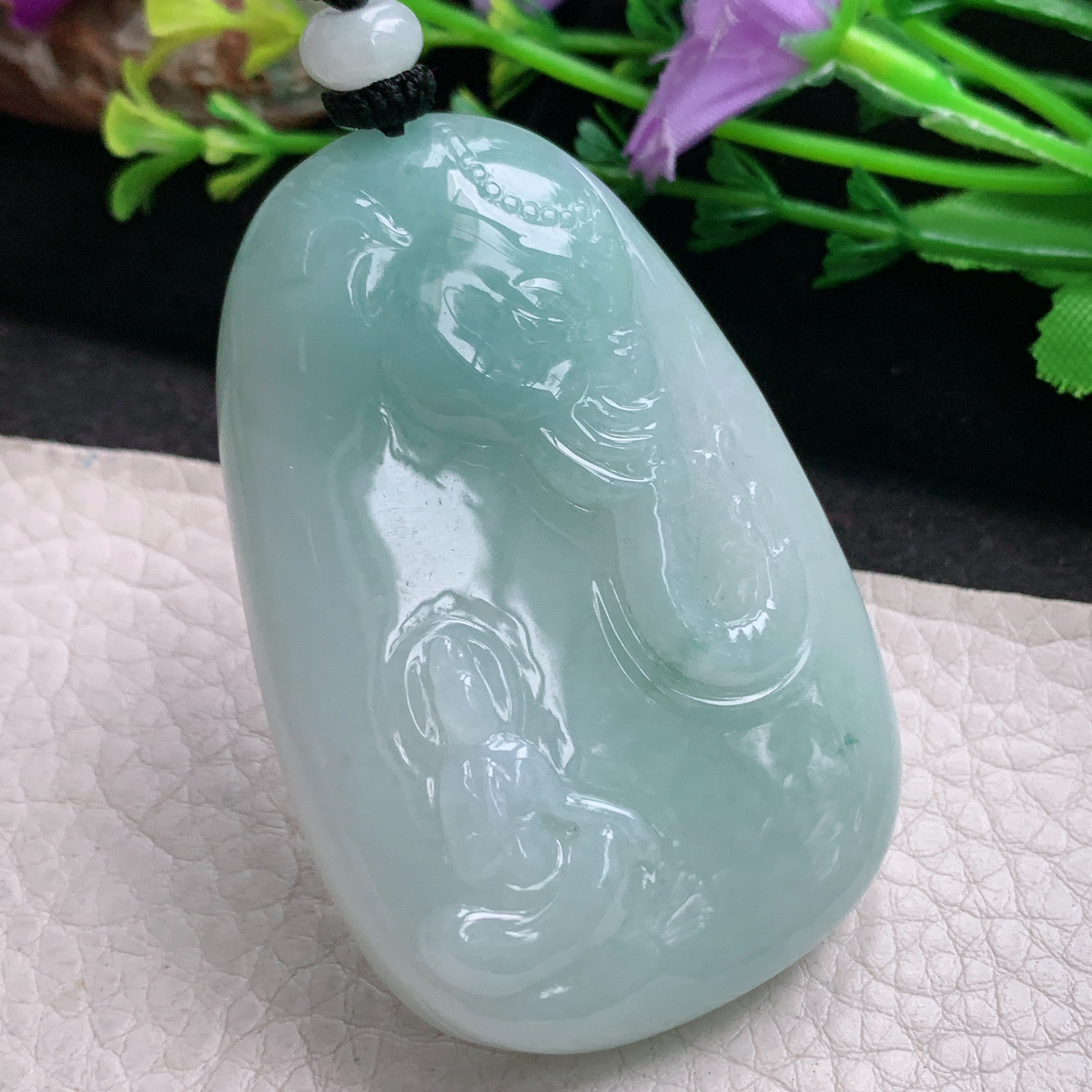 Mut实拍61*40*10.5缅甸翡翠普贤菩萨吊坠生肖守护神