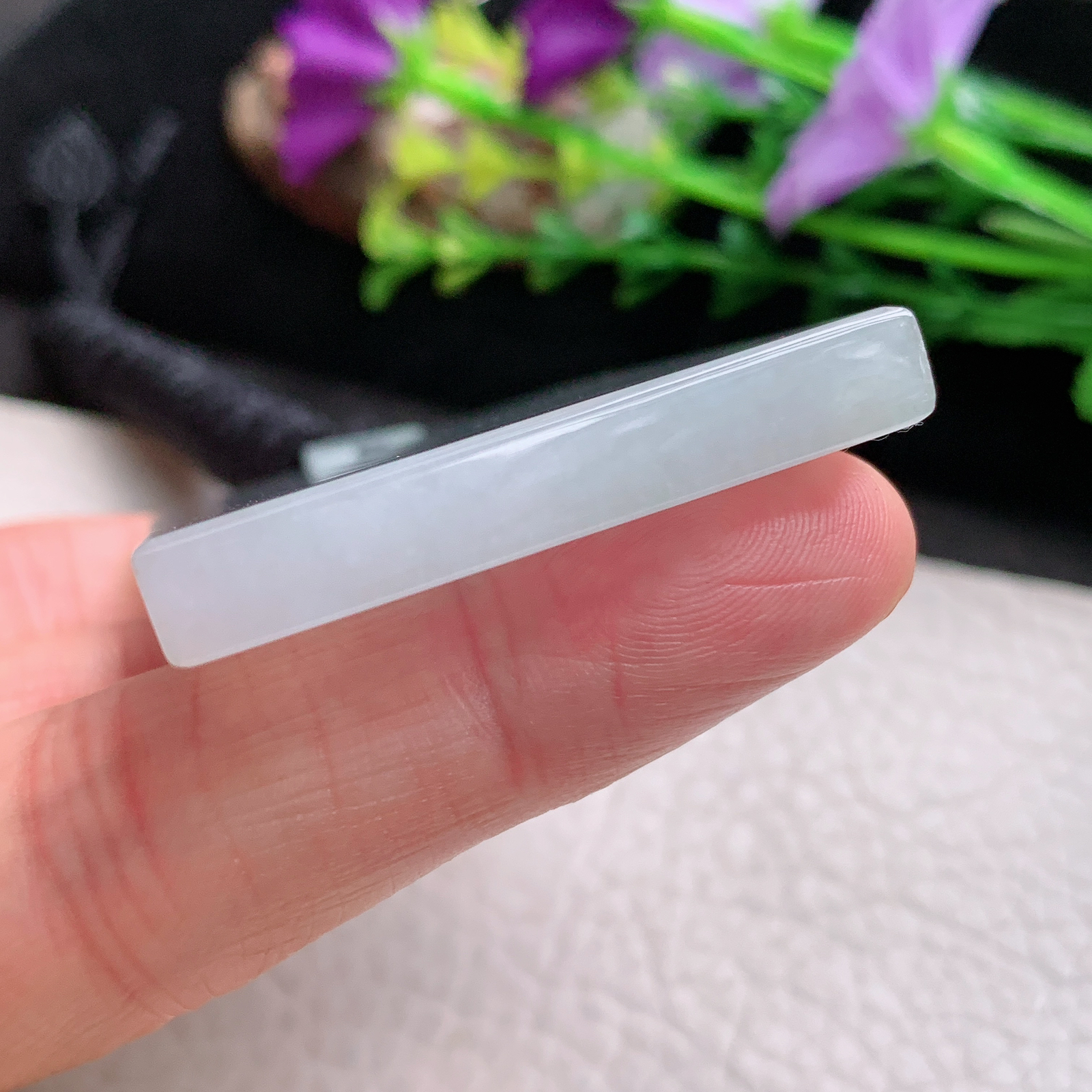 Mut实拍59.5*40*6.3缅甸翡翠平安无事牌吊坠方牌素面玉坠男款四六牌