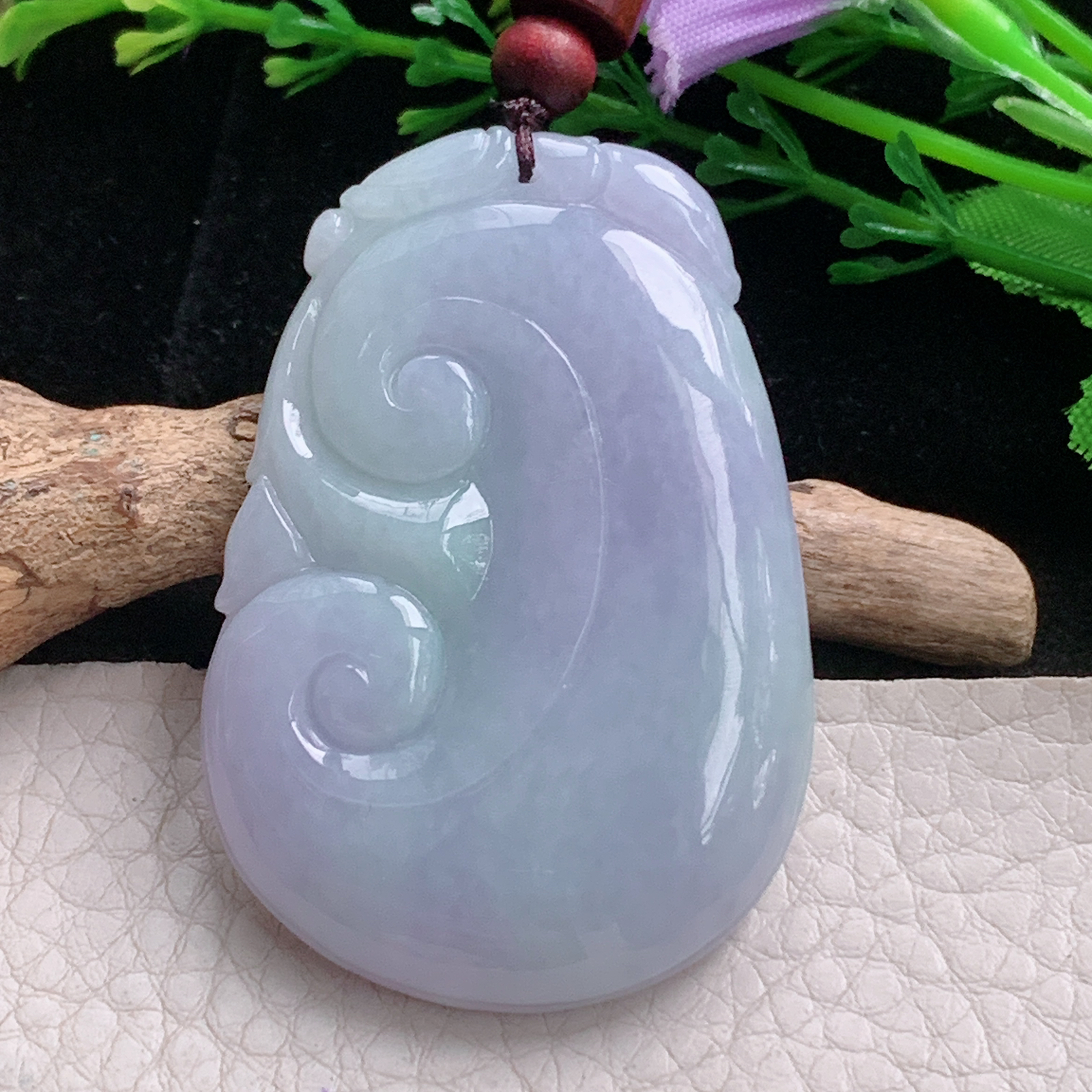 zen实拍53*36.6*7缅甸翡翠紫罗兰大如意吊坠平安吉祥玉坠