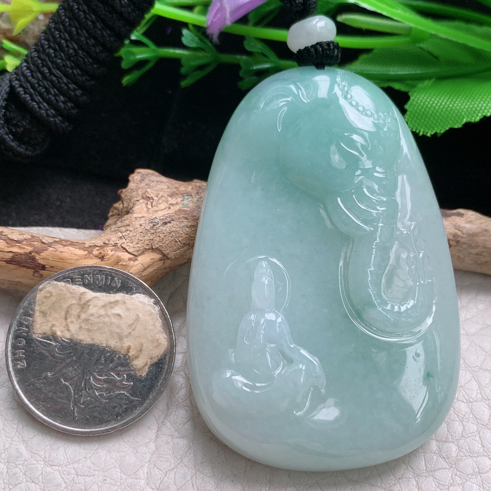 Mut实拍61*40*10.5缅甸翡翠普贤菩萨吊坠生肖守护神