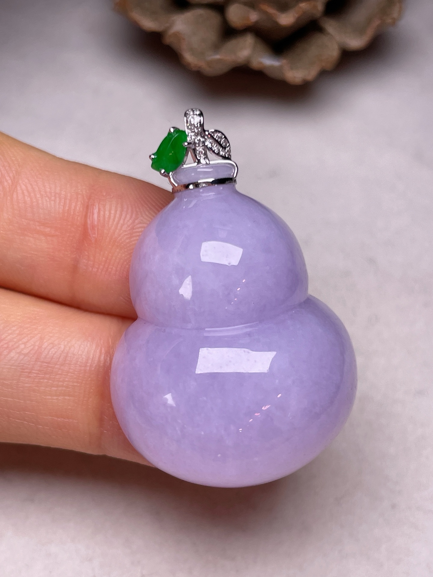 ️  18K金镶葫芦，冰糯种满紫，无裂，一手货源长36.8