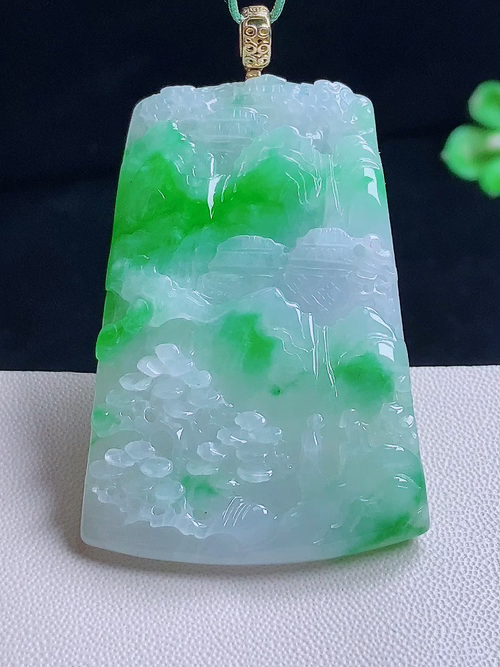 山水，18k金，无裂，尺寸55/30.8/5.3，编号18lg  23