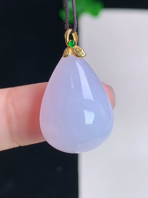 18k金镶淡紫水滴，无裂，尺寸22.5/15.8/7.9，№:y2390 21