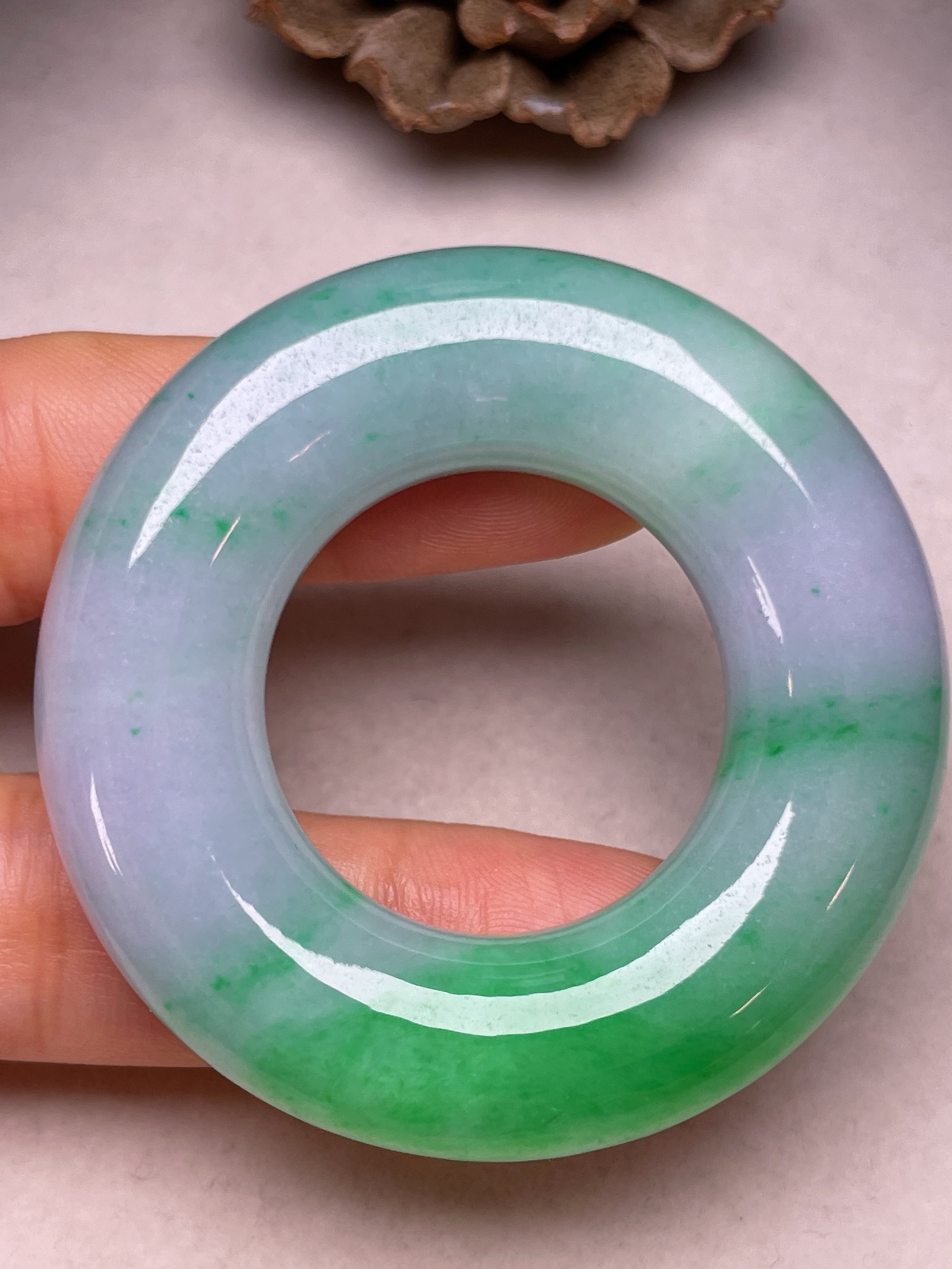 ️ 冰糯种春彩色，无裂，一手货源尺寸50.8/12，【大平安扣】