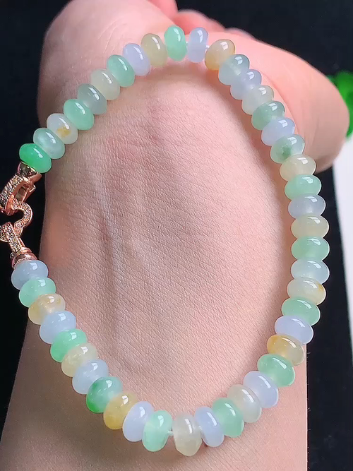 冰多彩算盘珠手链，，尺寸7.0/3.7mm，颗数45，№y23f001 22