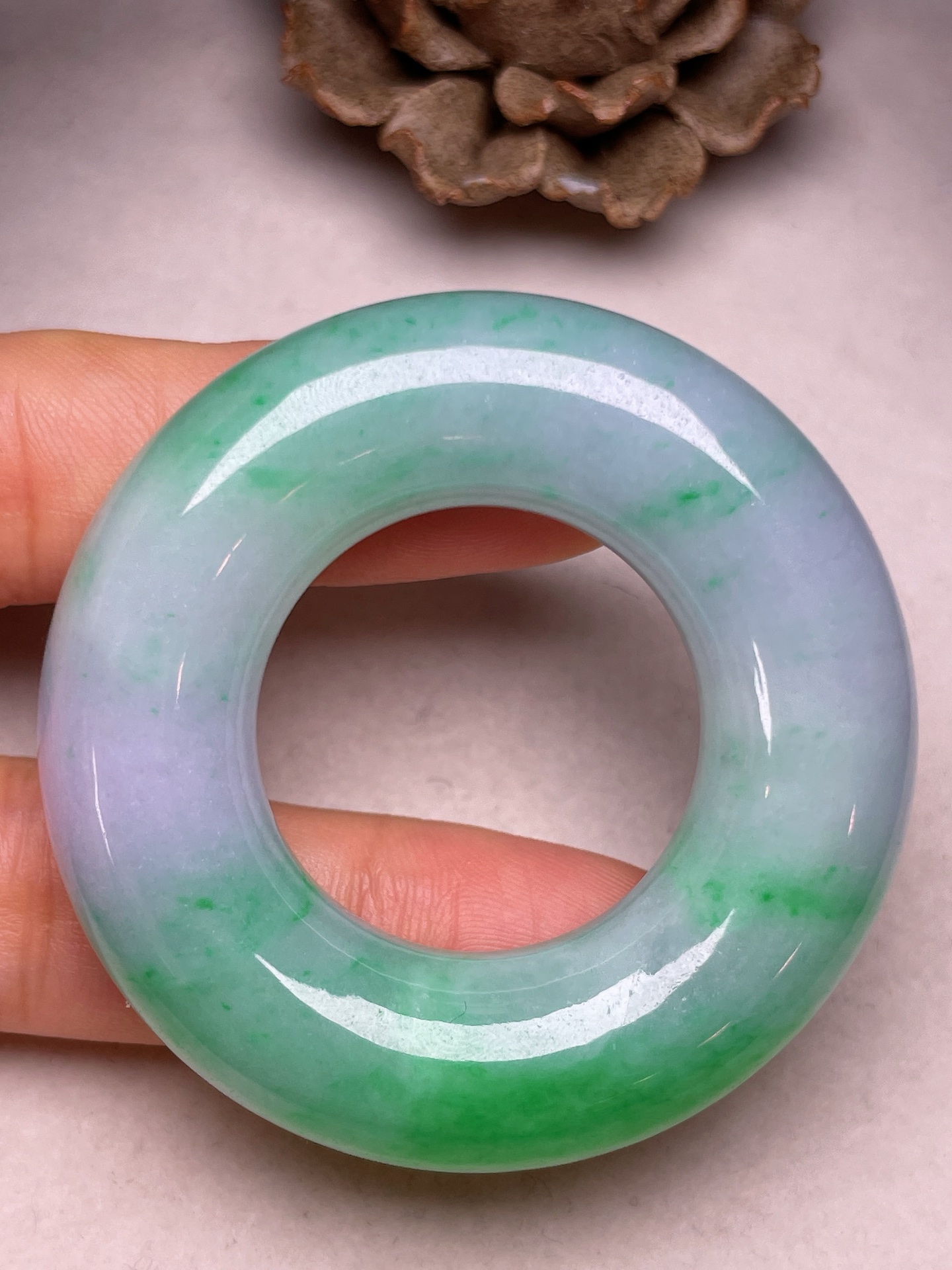 ️ 冰糯种春彩色，无裂，一手货源尺寸50.8/12，【大平安扣】