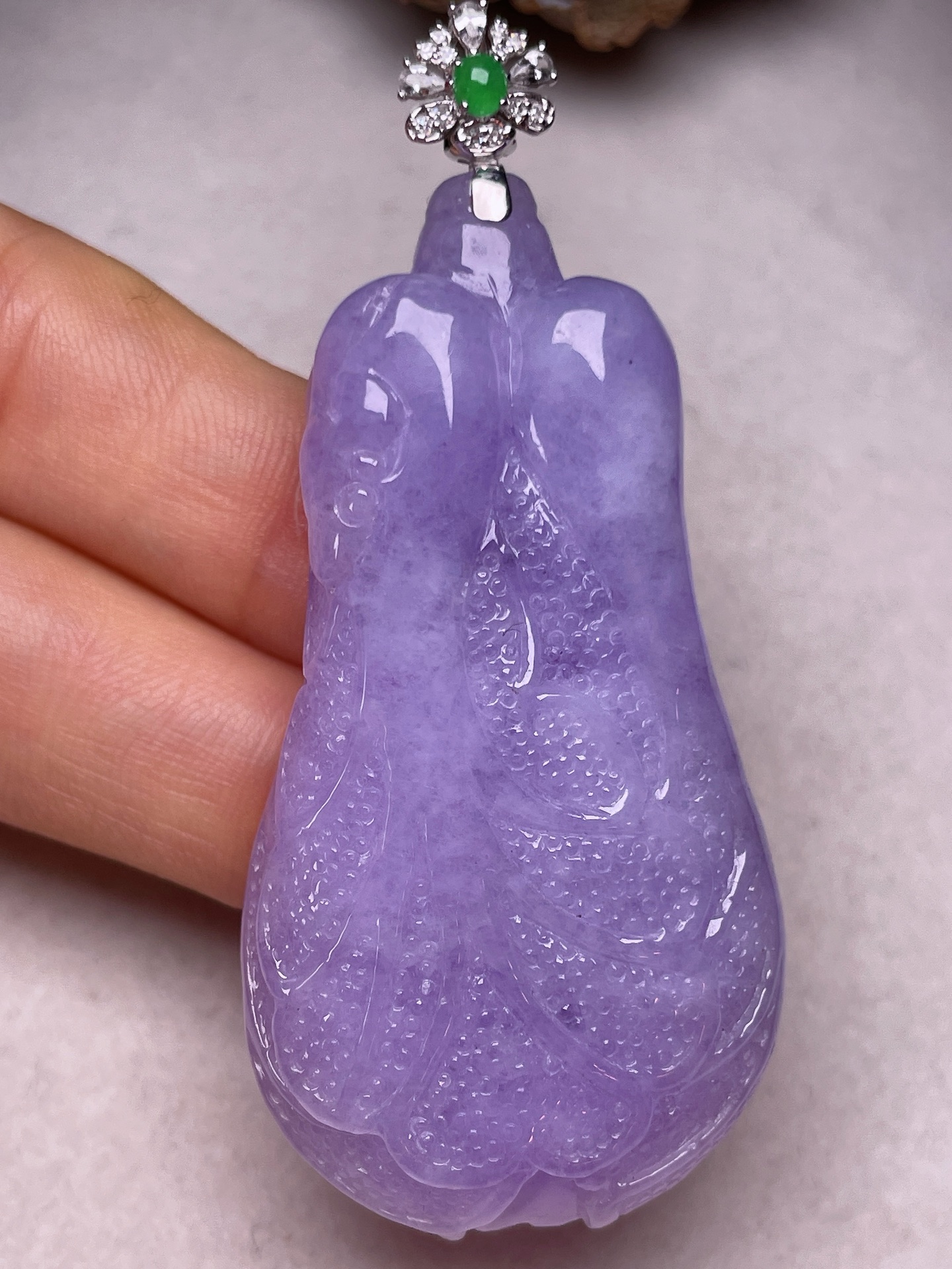 ️  18K金镶百财聚来，冰糯种满紫，无裂，一手货源长63.3